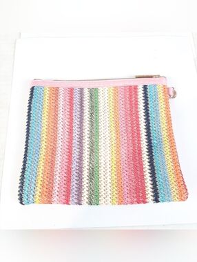 Packed Party Woven Rainbow Everything Cosmetics Makeup Zippered Pouch